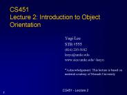 CS451 Lecture 2: Introduction to Object Orientation
