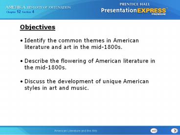 American Literature and Arts