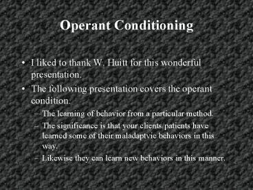 Operant Conditioning