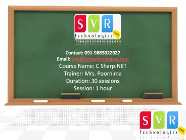 C# sharp.net online training course content by SVR Technologies