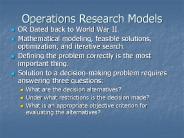 Operations Research Models