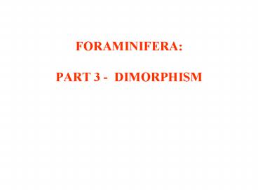 FORAMINIFERA: PART 3 - DIMORPHISM