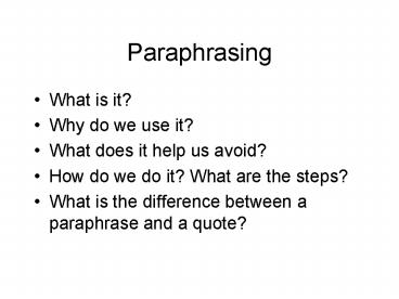 Paraphrasing