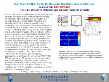 Novel Electroactive Materials and Tunable Photonic Crystals