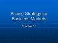 Pricing Strategy for Business Markets PowerPoint PPT Presentation