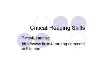 Critical Reading Skills
