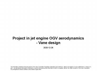 Project in jet engine OGV aerodynamics - Vane design