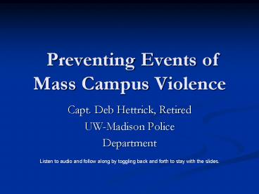 Preventing Events of Mass Campus Violence