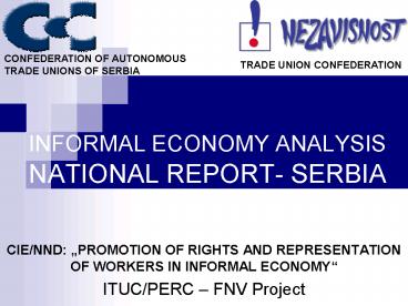 INFORMAL ECONOMY ANALYSIS NATIONAL REPORT- SERBIA