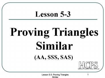 Proving Triangles Congruent