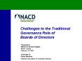 Challenges to the Traditional Governance Role of Boards of Directors PowerPoint PPT Presentation