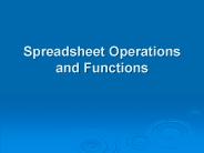 Spreadsheet Operations and Functions