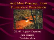 Acid Mine Drainage: From Formation to Remediation