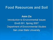 Food Resources and Soil