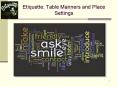 Etiquette, Table Manners and Place Settings PowerPoint PPT Presentation