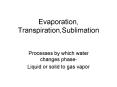 Evaporation, Transpiration,Sublimation PowerPoint PPT Presentation