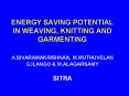 ENERGY SAVING POTENTIAL IN WEAVING, KNITTING AND GARMENTING PowerPoint PPT Presentation