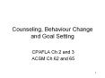 Counseling, Behaviour Change and Goal Setting PowerPoint PPT Presentation