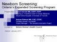 Newborn Screening: Ontario PowerPoint PPT Presentation