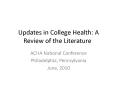 Updates in College Health: A Review of the Literature PowerPoint PPT Presentation