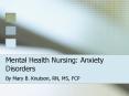 Mental Health Nursing: Anxiety Disorders PowerPoint PPT Presentation