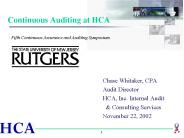 Continuous Auditing at HCA