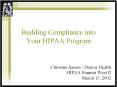 Building Compliance into Your HIPAA Program PowerPoint PPT Presentation