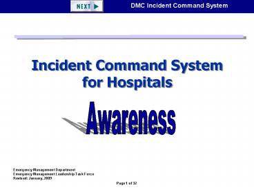 Incident Command System for Hospitals