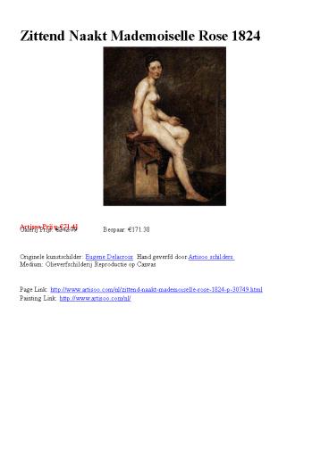 Zittend Naakt Mademoiselle Rose 1824 - Artisoo.com