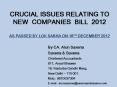 CRUCIAL ISSUES RELATING TO NEW COMPANIES BILL 2012 as passed by lok sabha on 18th december 2012 PowerPoint PPT Presentation