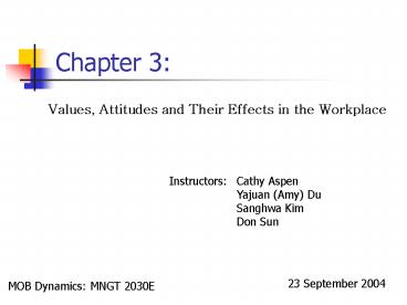 Values, Attitudes and Their Effects in the Workplace