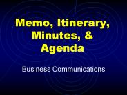 Memo, Itinerary, Minutes,