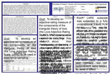 Correlates of Passion, Intimacy, and Commitment in Couples
