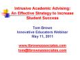 Intrusive Academic Advising: An Effective Strategy to Increase Student Success Tom Brown Innovative Educators Webinar May 11, 2011 www.tbrownassociates.com tom@tbrownassociates.com PowerPoint PPT Presentation