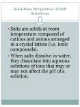 Acid-Base Properties of Salt Solutions PowerPoint PPT Presentation