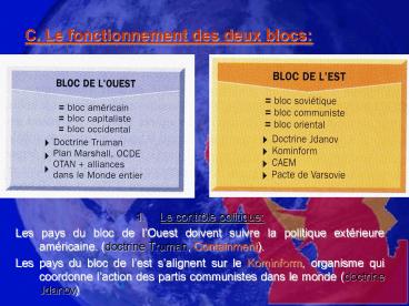C. Le fonctionnement des deux blocs: