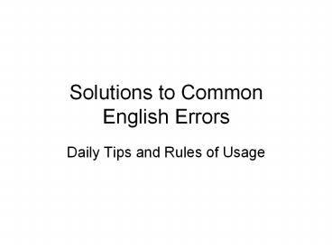 Solutions to Common English Errors