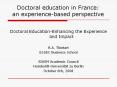 Doctoral education in France: an experience-based perspective PowerPoint PPT Presentation