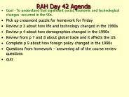 RAH Day 42 Agenda
