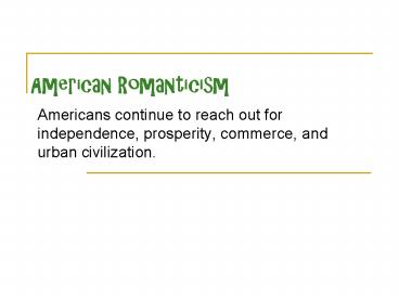 American Romanticism