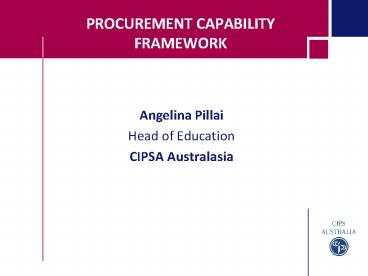 PROCUREMENT CAPABILITY FRAMEWORK
