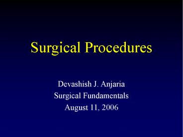 Surgical Procedures