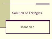 Solution of Triangles