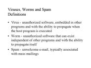 Viruses, Worms and Spam Definitions