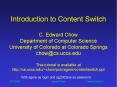 Edward Chow                Content Switch 1 PowerPoint PPT Presentation