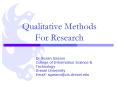 Qualitative Methods For Research PowerPoint PPT Presentation