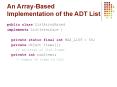 An Array-Based Implementation of the ADT List PowerPoint PPT Presentation