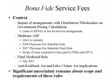 Bona Fide Service Fees