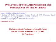 EVOLUTION OF THE APHOPHIS ORBIT AND POSSIBLE USE OF THE ASTEROID