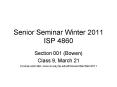 Senior Seminar Winter 2011 ISP 4860 PowerPoint PPT Presentation